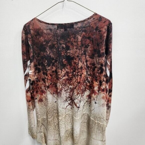 French Bazaar Womens Wearable Art Tunic Top Large Tree Print Embellished Casual - Picture 9 of 9